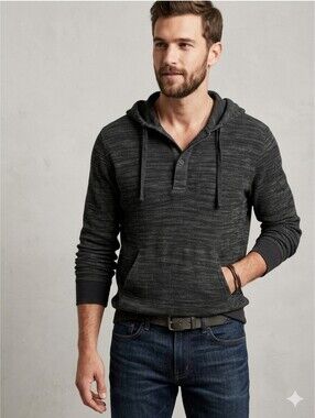 Banana Republic Factory Men's Long Sleeve Knit Henley Gray Pullover Henley